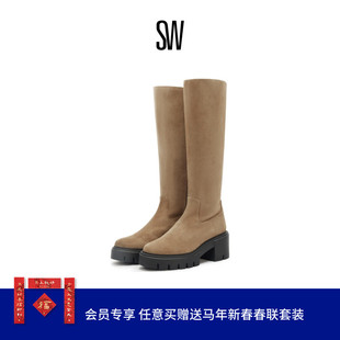 SW SOHO KNEE-HIGH BOOT 沟纹厚底侧拉链及膝靴长筒靴骑士靴女