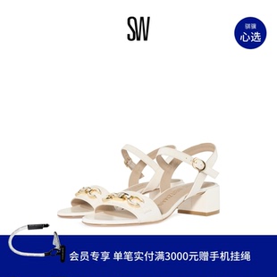 SIGNATURE SANDAL 女 Stuart 马衔扣一字粗跟凉鞋 Weitzman