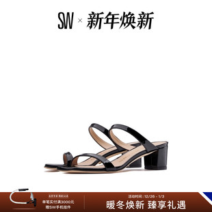 BLOCK SLIDE 粗跟一字带凉鞋 女夏 外穿凉拖鞋 ALEENA