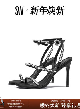 SW GEMCUT 100 STRAPPY SANDAL 水晶细高跟罗马凉鞋一字带凉鞋女