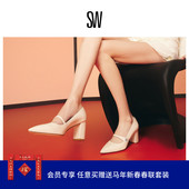 CRYSTAL JANE FLEUR MARY 春夏水晶粗跟玛丽珍高跟鞋 女