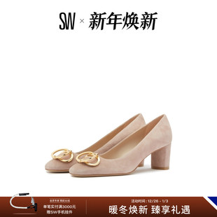 ANICIA 春夏双环扣方跟圆头高跟鞋 Stuart 女单鞋 Weitzman