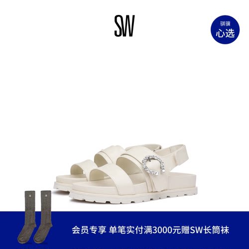 SW25新款水晶搭扣厚底运动风凉鞋