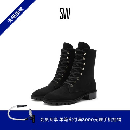 SW秋冬机车靴圆头暗黑马丁靴女