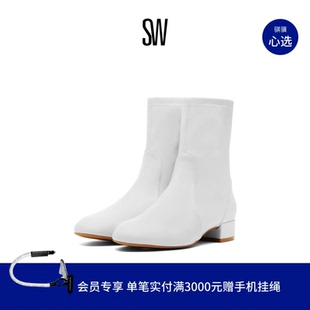 早秋经典 Stuart ODETTA 粗方跟短靴女靴子圆头瘦瘦靴 Weitzman