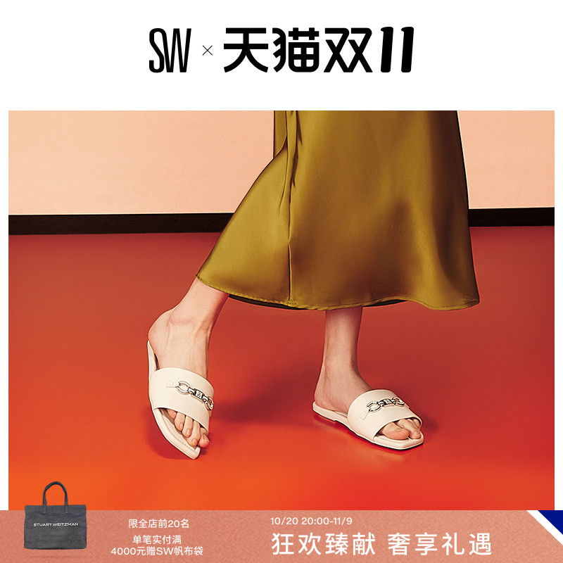 SW春夏平底方头拖鞋女外穿