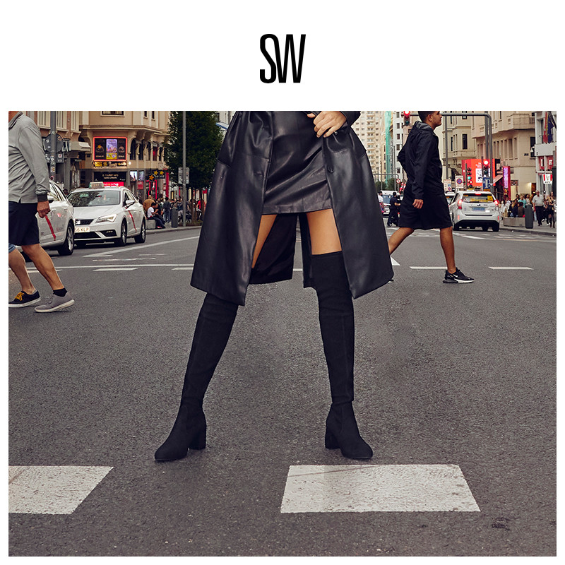 SW秋冬粗高跟过膝靴长筒靴女