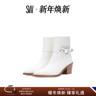 早秋新品 BOOTIE WESTERN 西部风金属扣方跟短靴女 MAVEN