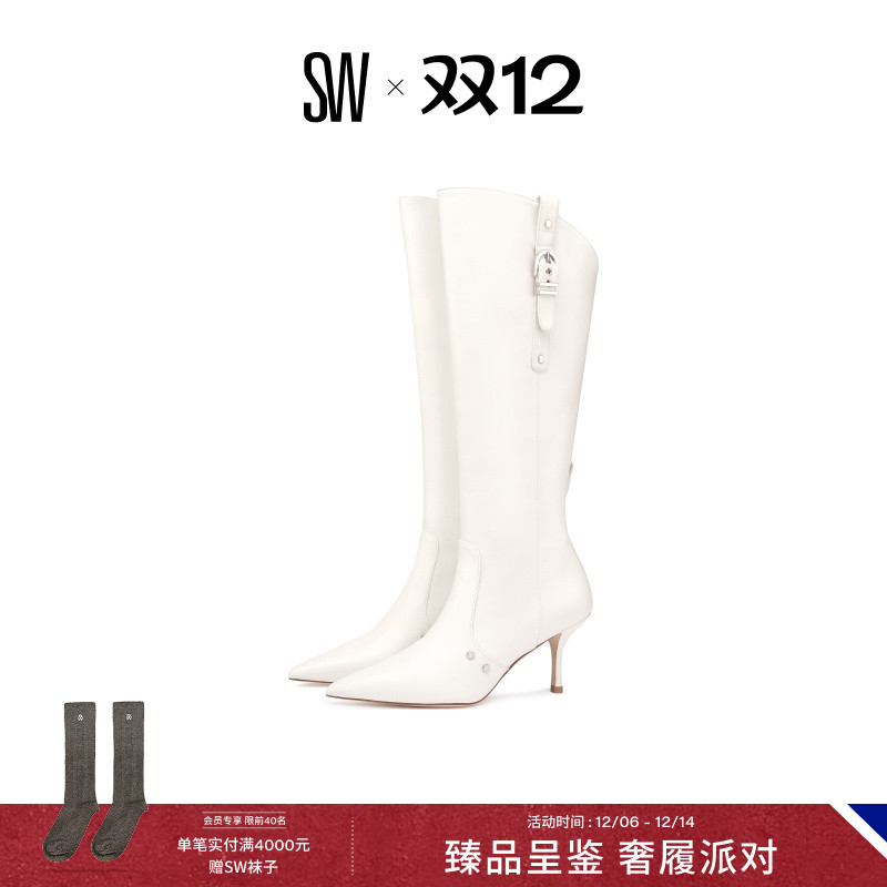 SW23夏季新款金属扣带细跟骑士靴