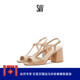 方头喇叭形粗高跟T字带凉鞋 女 STRAP SANDAL FLAREBLOCK