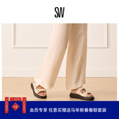 GOLDIE SPORT SLIDE 珍珠装 饰厚底一脚蹬休闲凉拖女