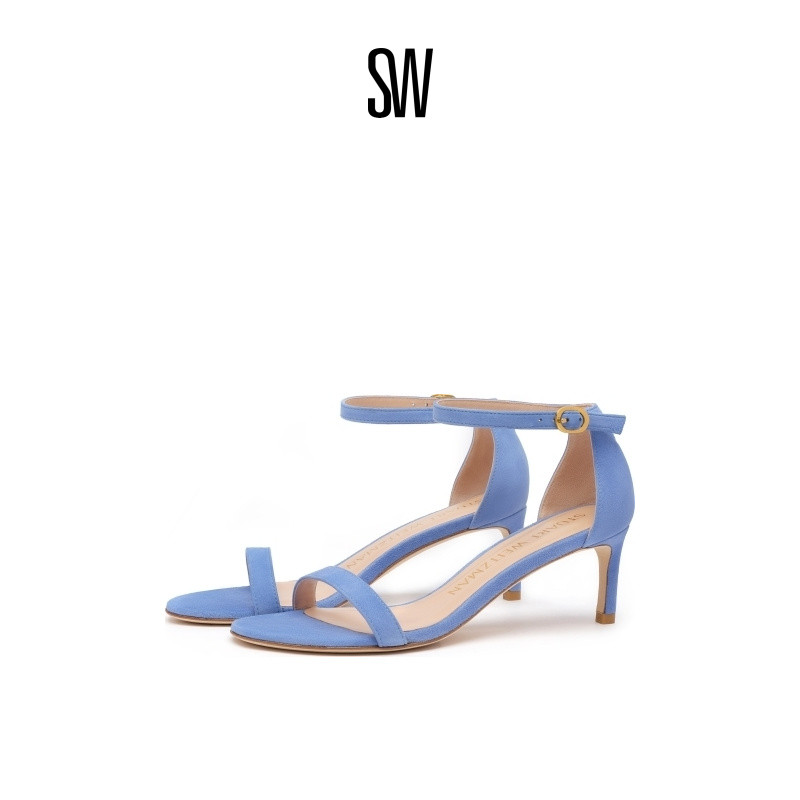 SW NUNAKEDSTRAIGHT 60 细高跟一字带露趾圆头凉鞋女款夏季