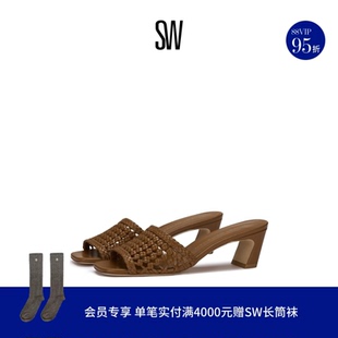 MARINA SLIDE 拖鞋 针织方圆头高跟凉鞋 女 春夏新品