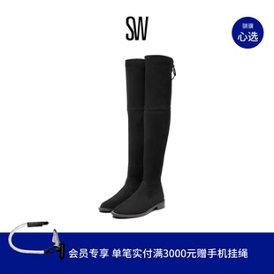 BOOT LINX 秋冬低跟链条圆头系带弹力过膝靴瘦瘦靴女 LOWLAND