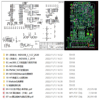 MD500E变频器开发资料伺服电机原理图PCB仿真模型源代码foc算法