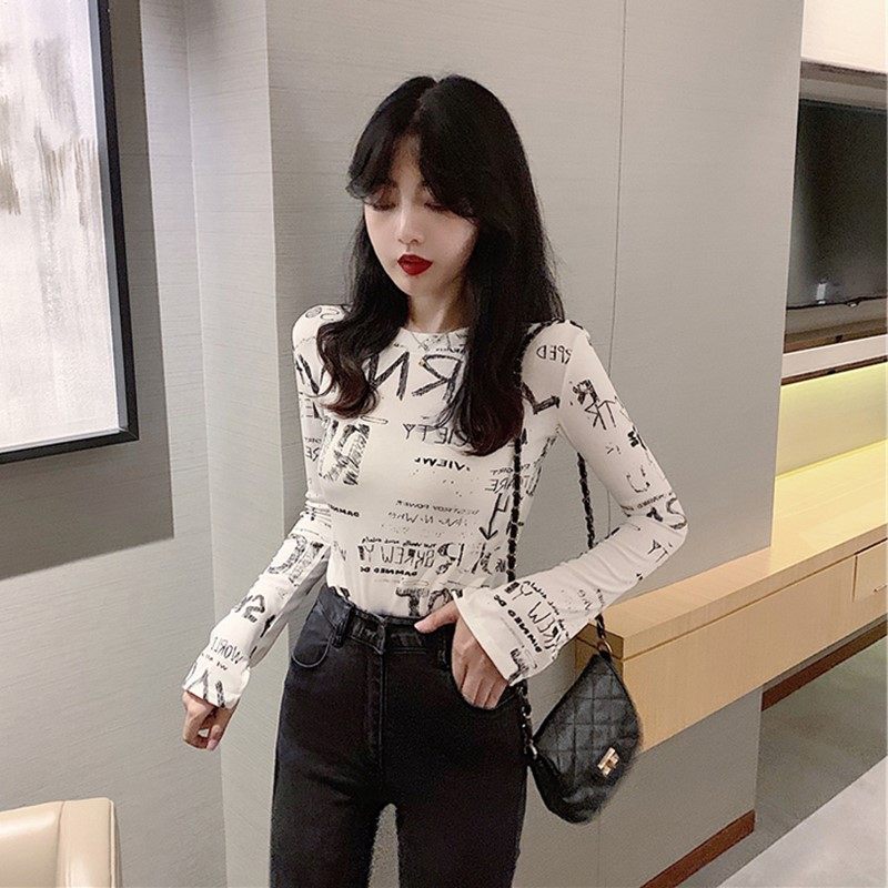 黑色圆领字母打底衫女春装韩版潮修身显瘦小心机长袖紧身内搭上衣在类目 3C数码配件, 电子元器件市场, 电子元件, 其它元器件中 - 来自Buy2taobao.com提供专业的淘宝代购服务