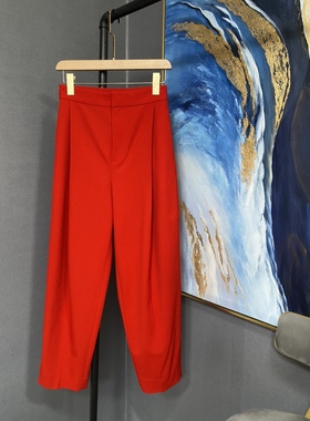 E正红色绵羊毛后单兜兜盖哈伦裤EA184PAT120