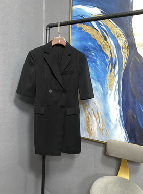 M黑色双排扣夏款半袖西装连衣裙MBA2DRST22