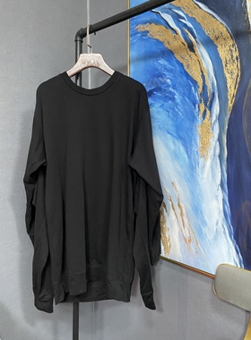 M黑色宽松版后背拉链假袖设计宽松长款卫衣MAI1DRS056