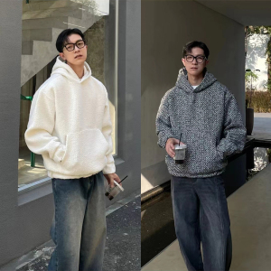 冬新款保暖男士小香加绒加厚百搭棉料少年感觉高克重磅宽松卫衣