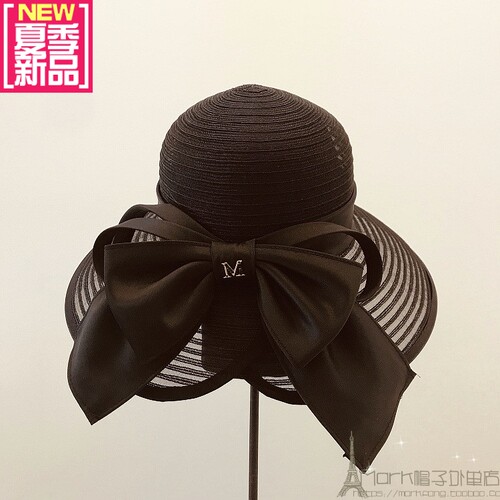 优雅风复古网纱蝴蝶结出游太阳帽