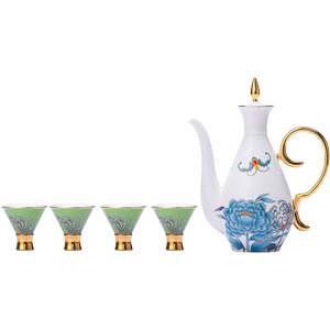 景德镇官方陶瓷点翠酒具国风中式酒壶高脚酒杯套装家用送礼新款