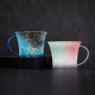 景德镇官方陶瓷家用扒花马克杯咖啡杯套装 高档水杯新年妇女节礼物