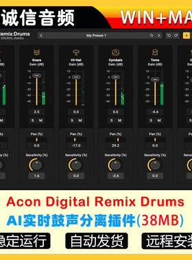AI实时鼓声分离插件Acon Digital Remix Drums WIN+MAC