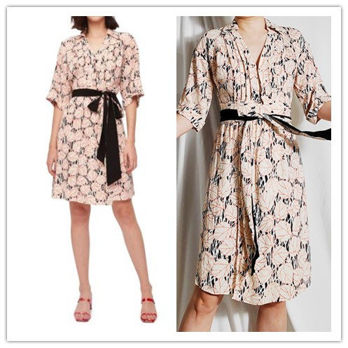 思思美代 代购dvf 连衣裙 浅色花涤纶垂感面料裹身裙 christina