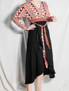 思思美代 代购dvf 连衣裙 橘色花纹 腰系带 夏 kofi