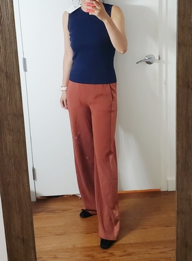 思思美代 美国正品 dvf 春夏新品 锈红色 弹力腰 垂感 长裤 ciara