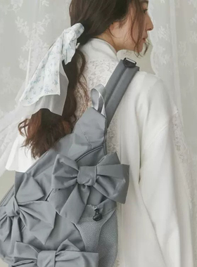 灰色国现包邮包税日本 merry jenny蝴蝶结休闲单肩斜挎包女