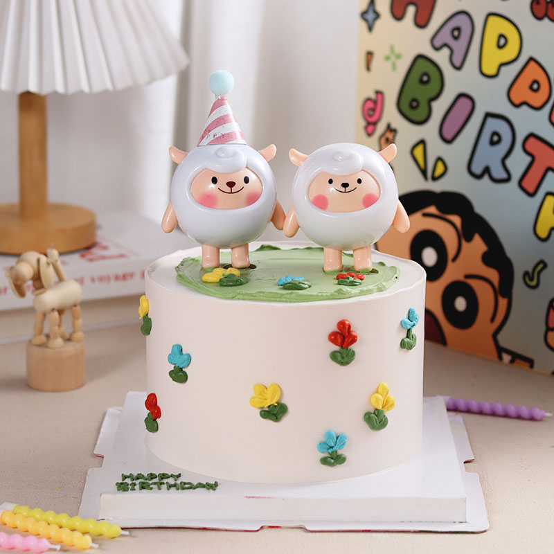 冬冬羊蛋仔派对儿童生日蛋糕装饰