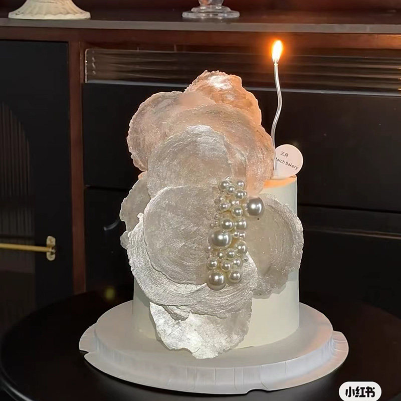网红ins天然镜贝蛋糕装饰摆件海的女儿小仙女闺蜜烘焙装扮配件