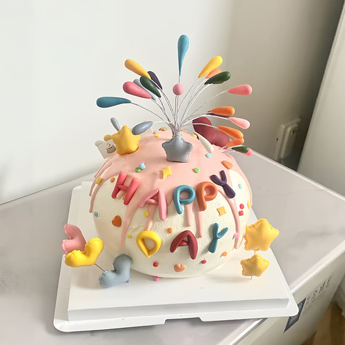 多巴胺礼花小仙女生日蛋糕装饰