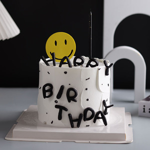 简约男生生日蛋糕装饰摆件英文生日快乐硅胶模具男友派对装扮蜡烛