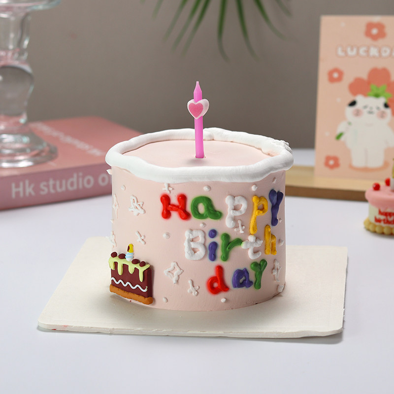 ins风小仙女生日蛋糕装饰软陶蜡烛蛋糕摆件爱心蜡烛女生甜品插件