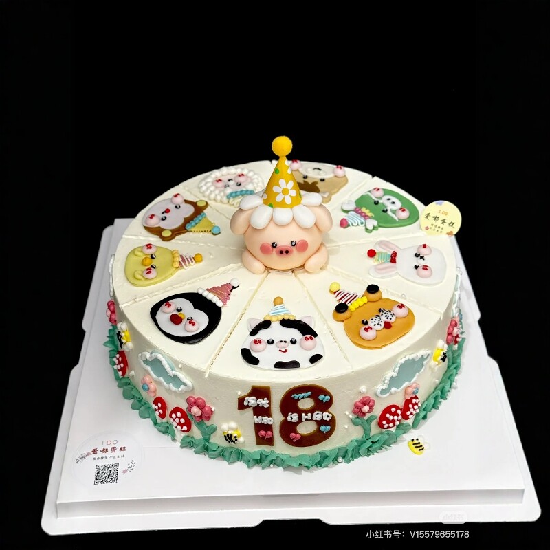 可爱生日帽小动物蛋糕装饰