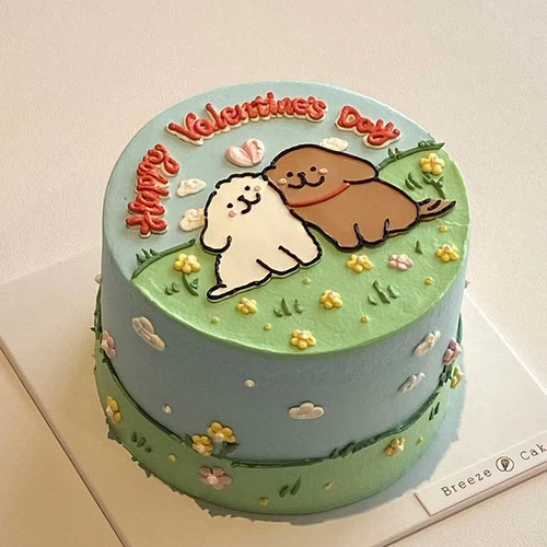 贴贴小狗生日蛋糕装饰插牌贴贴狗