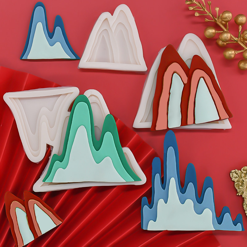 波浪纹山峰硅胶翻糖巧克力
