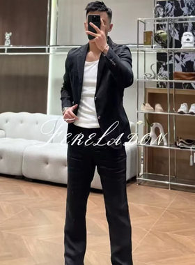 2026老钱松弛慵懒风时尚西服套装时尚潮流百搭男款净版休闲长裤