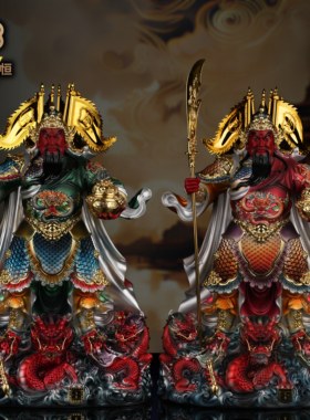 武财神九龙关公关二爷供奉神像摆件家用招财树脂公司店铺开业关羽