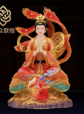 新款九天玄女像女神像踏凤圣母娘娘玄母天尊神像家用供奉树脂摆件