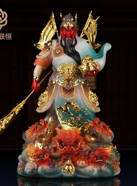 汉白玉关公神像站托宝关二爷立刀关公摆件供奉武财神提刀关公神像