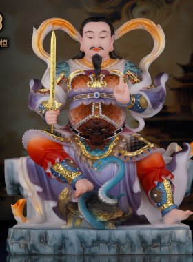 玄天大帝上帝真武大帝摆件玄武道家北极真君祖师玉石神像家用供奉