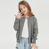 2026女童纯棉圆领针织中大童春秋外套男女童宽松薄开衫 毛衣
