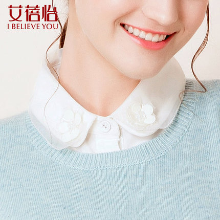 艾蓓怡秋季新款女装雪纺欧根纱衬衣假领子修身短款女士假领