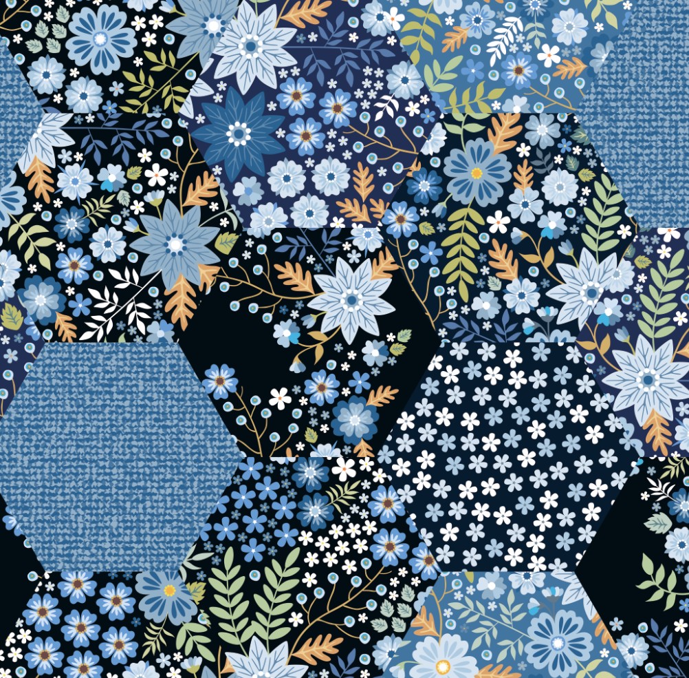 四方连续花型设计PSD TIF印花格式 素材 花朵青花几何T1-35