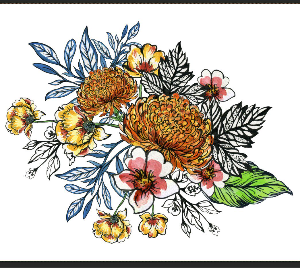 大尺寸高清分辨率设计素材 花朵 手绘水彩k5-97