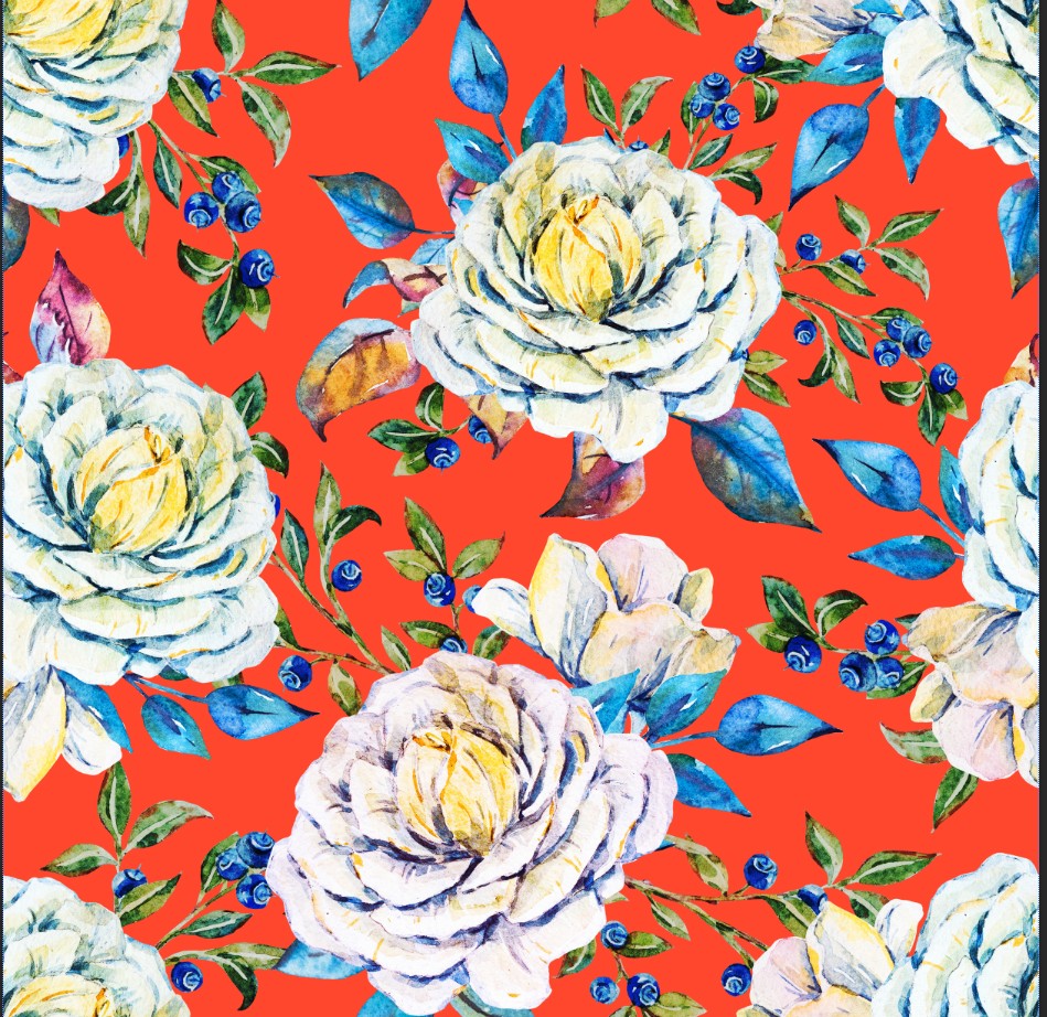 四方连续花型设计PSD TIF印花格式 素材 手绘花朵水彩T6-35